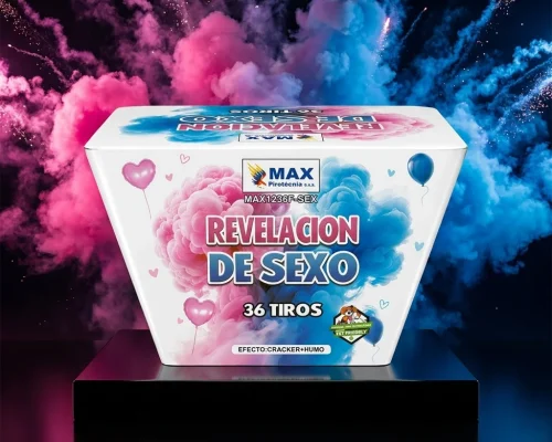 Torta 36 tiros abanico revelacion de sexo azul Ref MAX1236F-SEX-2